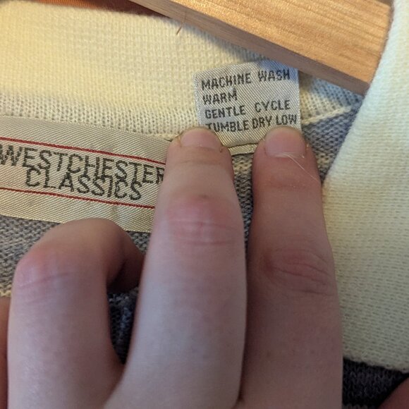 80s Large Baby Blue white striped long sleeved Henley shirt - Picture 2 of 4